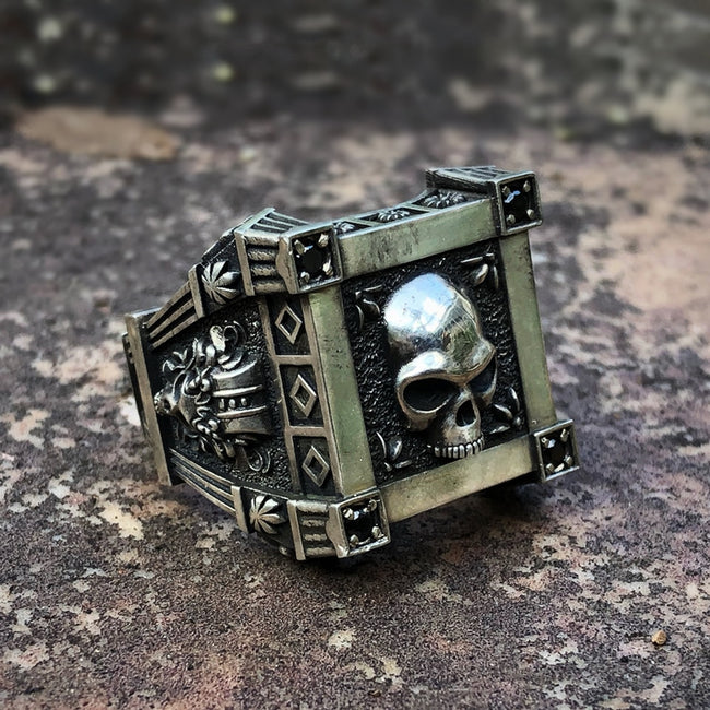 Catacombs Steel Skull Ring