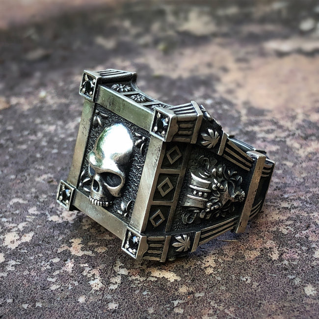 Catacombs Steel Skull Ring