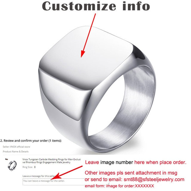 Custom Steel Signet Ring - Get Your Initial (Q-Z)