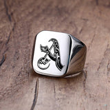 Custom Steel Signet Ring - Get Your Initial (Q-Z)