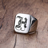 Custom Steel Signet Ring - Get Your Initial (Q-Z)