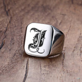 Custom Steel Signet Ring - Get Your Initial (Q-Z)