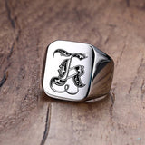 Custom Steel Signet Ring - Get Your Initial (Q-Z)