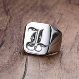 Custom Steel Signet Ring - Get Your Initial (Q-Z)