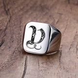 Custom Steel Signet Ring - Get Your Initial (Q-Z)