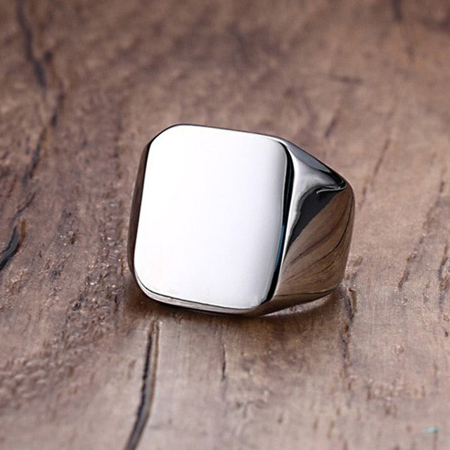 Custom Steel Signet Ring - Get Your Initial (A-P)