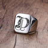 Custom Steel Signet Ring - Get Your Initial (A-P)