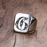 Custom Steel Signet Ring - Get Your Initial (A-P)