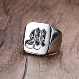 Custom Steel Signet Ring - Get Your Initial (A-P)