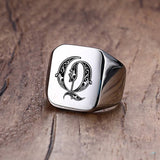 Custom Steel Signet Ring - Get Your Initial (A-P)