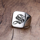 Custom Steel Signet Ring - Get Your Initial (A-P)