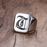 Custom Steel Signet Ring - Get Your Initial (A-P)