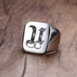 Custom Steel Signet Ring - Get Your Initial (A-P)