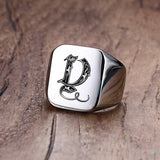 Custom Steel Signet Ring - Get Your Initial (A-P)