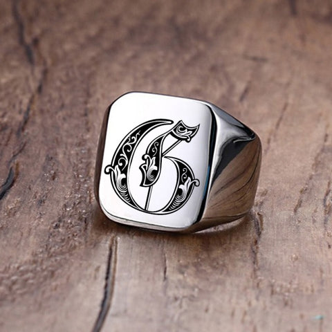 Custom Steel Signet Ring - Get Your Initial (Q-Z)