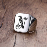 Custom Steel Signet Ring - Get Your Initial (A-P)